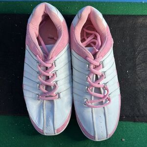 Air White & Pink Leather Women’s Fashion Sneakers Size 7